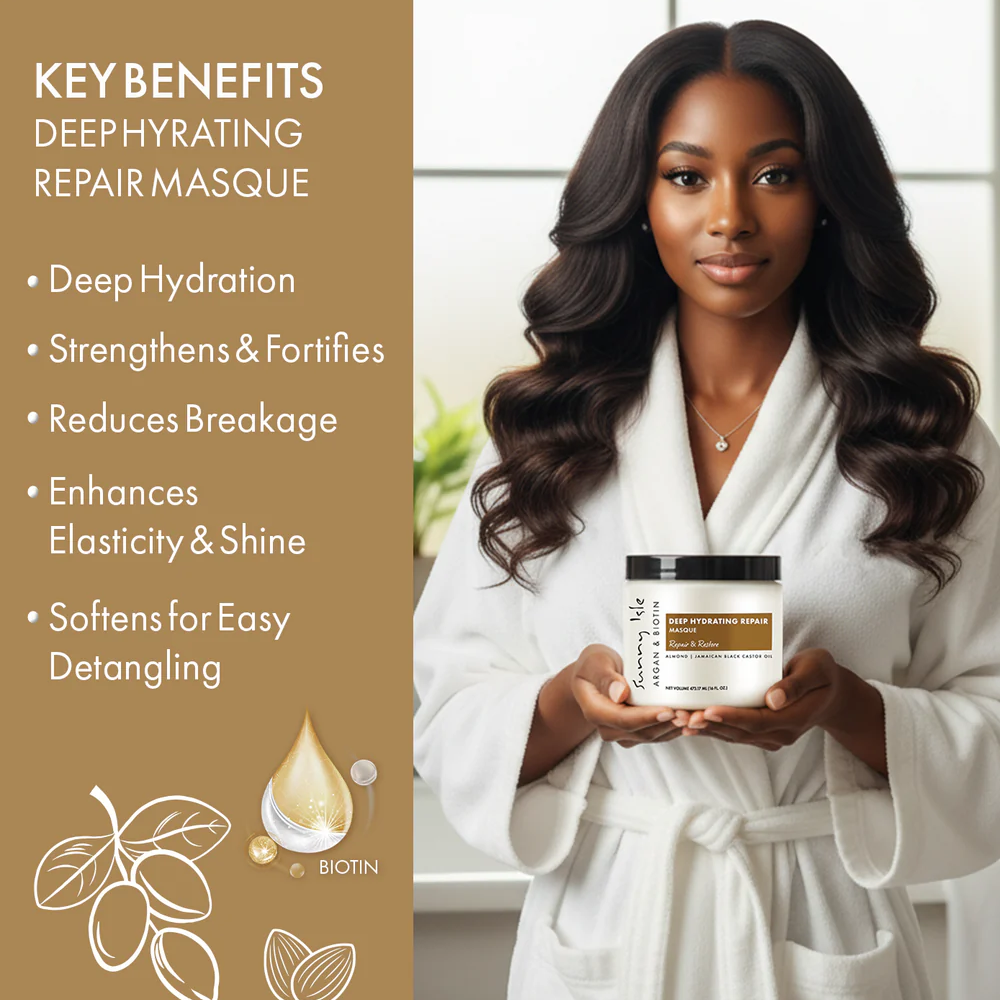 Sunny Isle Argan & Biotin Deep Hydrating Repair Masque 473ml-All-Aladin Beauty