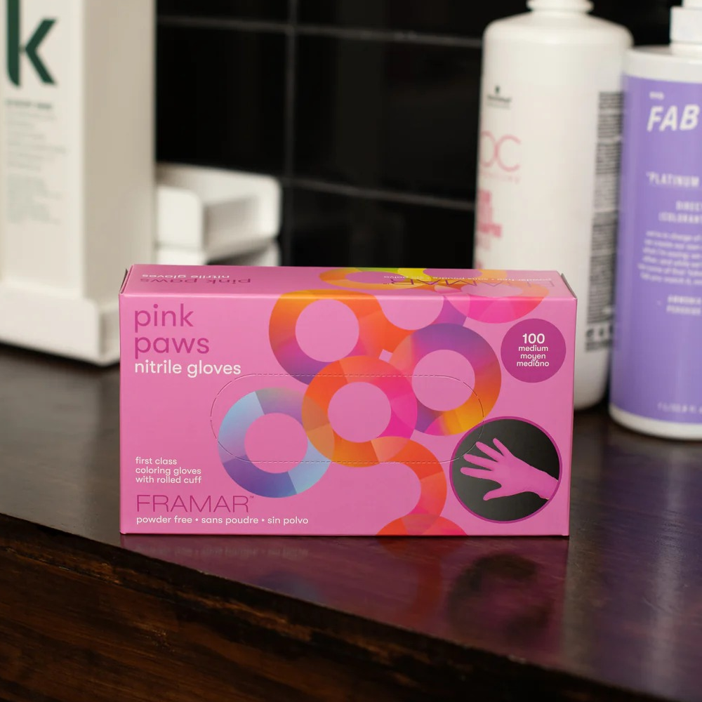 Framar Pink Paws Nitrile Gloves 100 Pieces