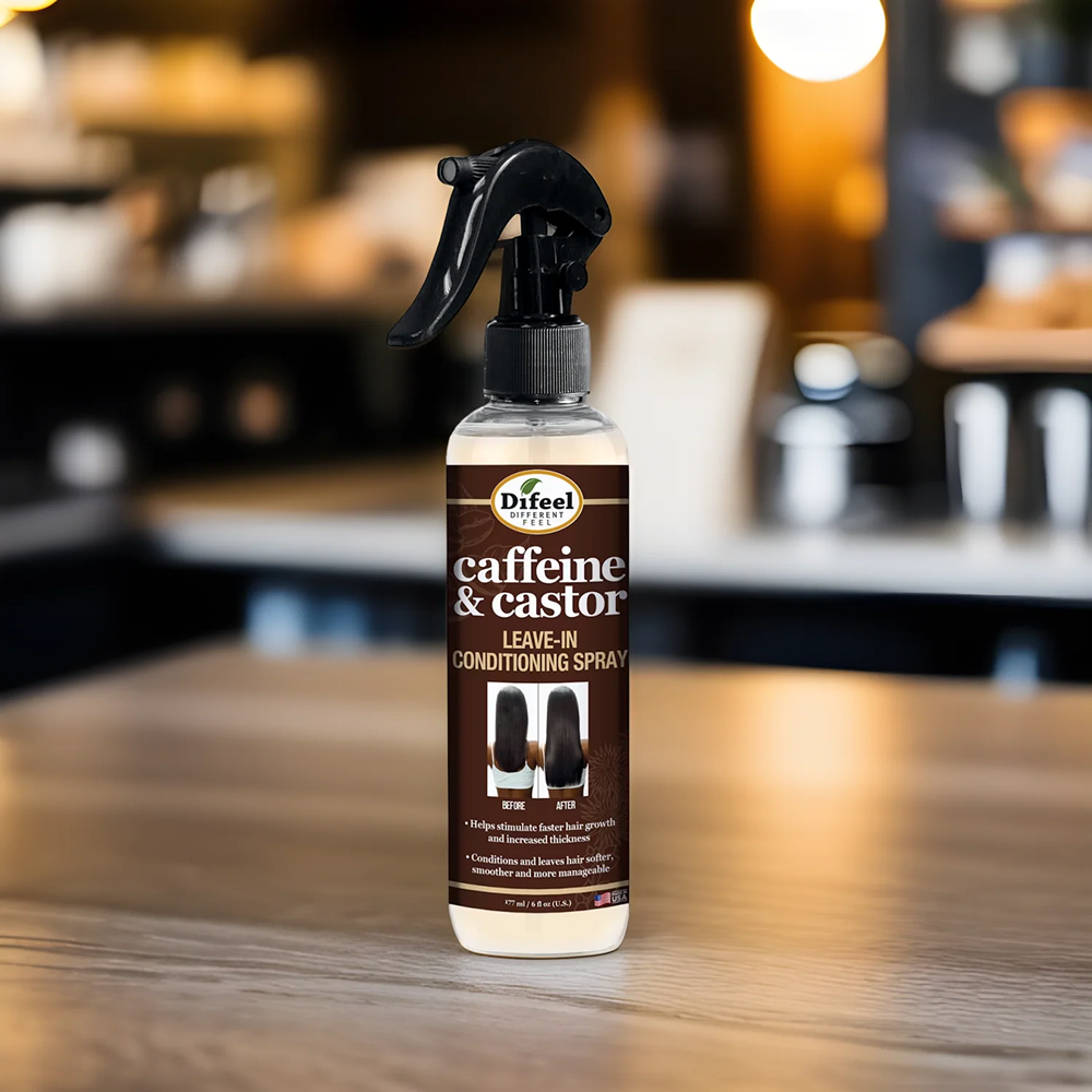 Difeel Caffeine and Castor Faster Hair Growth Leave-In Spray 6oz-All-Aladin Beauty