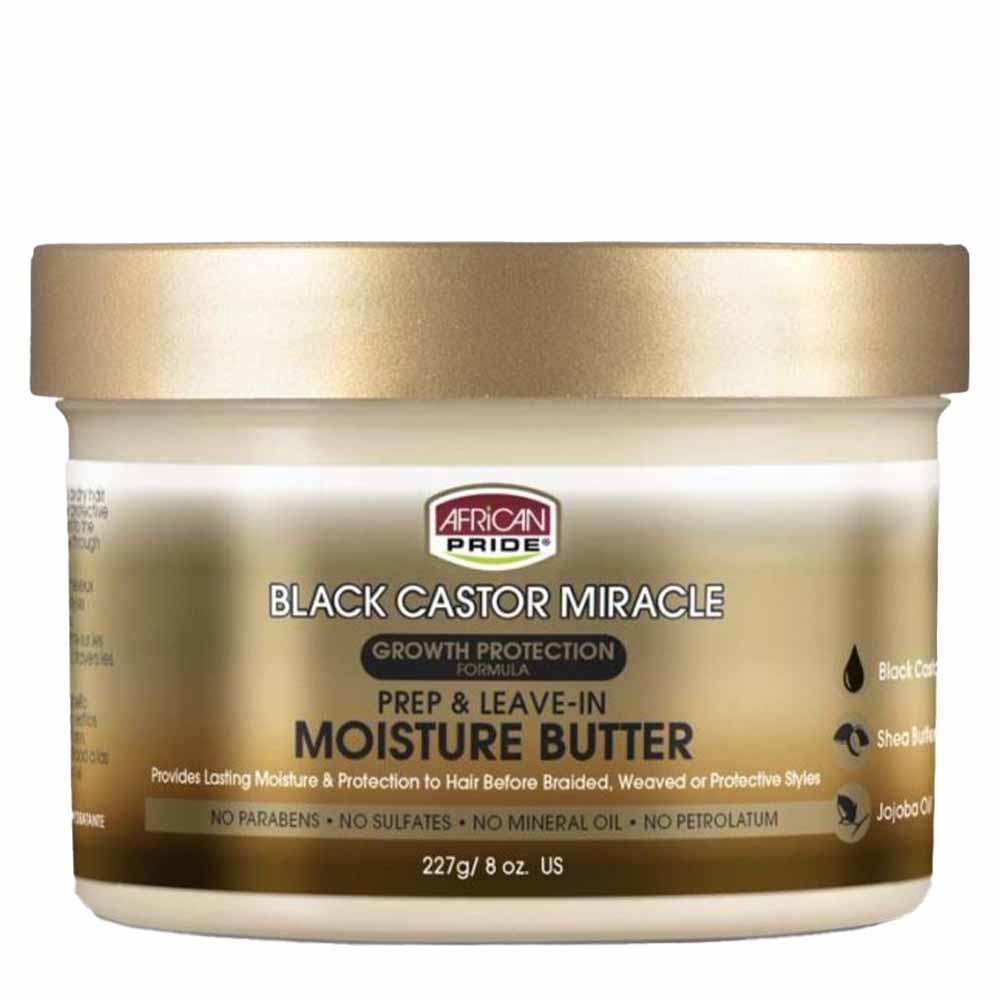 African Pride Black Castor Prep & Leave-In Moisture Butter 227g