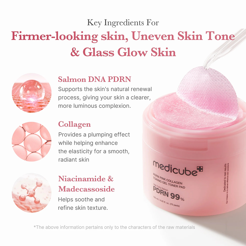 Medicube Pdrn Pink Collagen Toning Gel Toner Pad 70Pads-Collagen Pads-Aladin Beauty