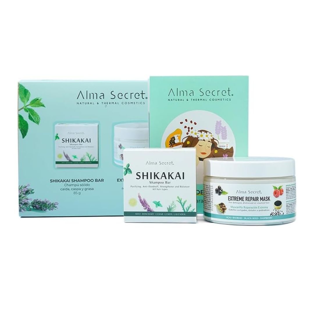 Alma Secret Pack Regalo: Shampoo Shikakai Bar + Mask Extreme