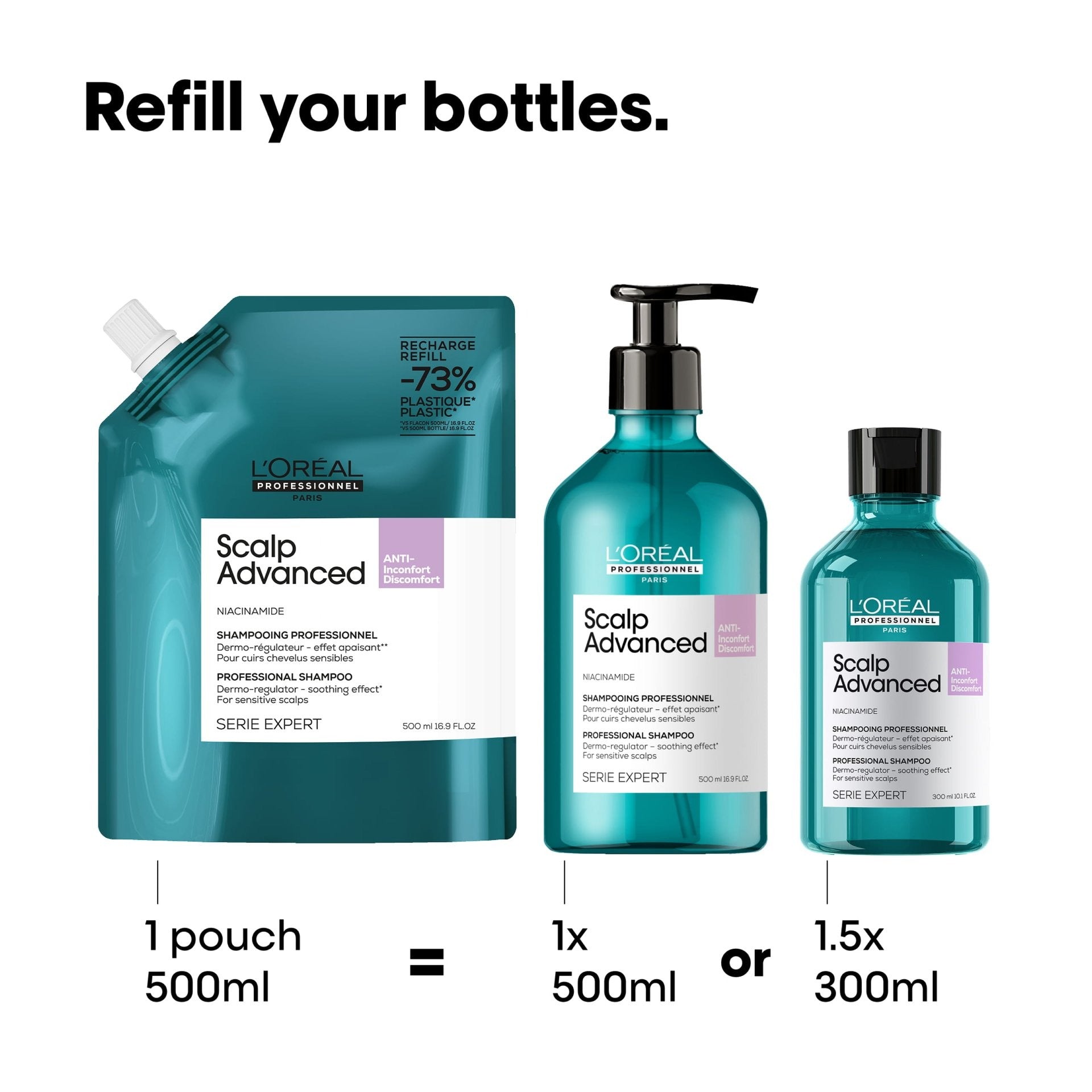 L'Oréal Professionnel Scalp Advanced Professional Shampoo Refill 500ml-Scalp Care Shampoo-Aladin Beauty