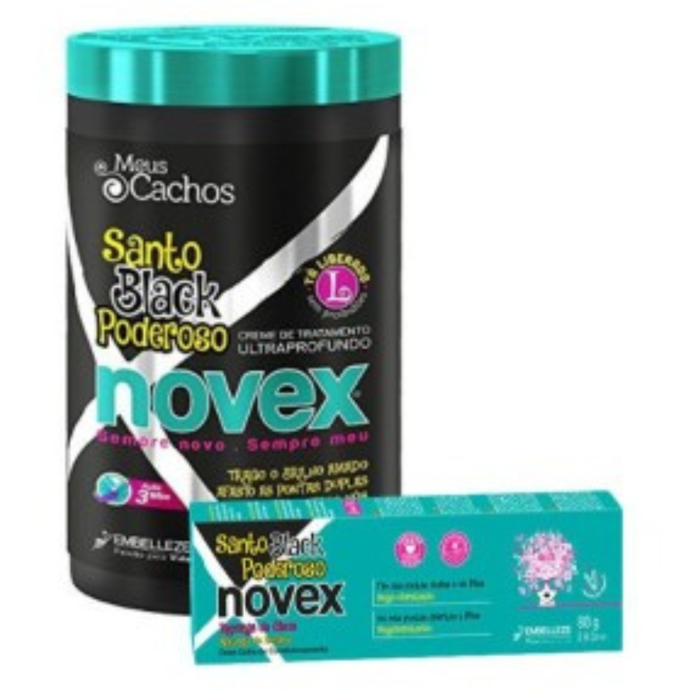 Novex Santo Black Powerful Pack: Mask 400gr + Refill 80g