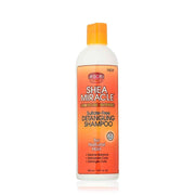 African Pride Shea Miracle Detangling Shampoo, 355ml white bottle with orange label and cap.