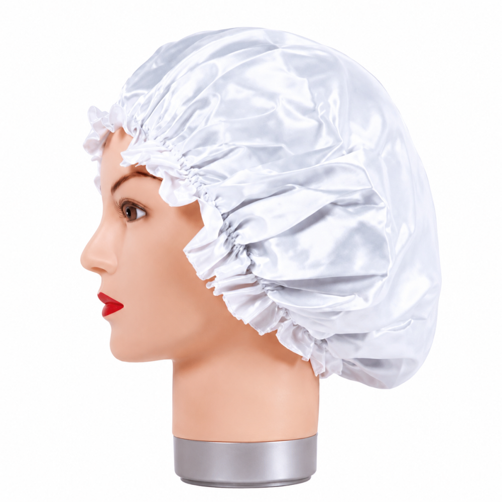 Bifull Satin Anti-Frizz Sleeping Cap White Thin