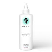 White Bounce Curl Turmeric Purifying Hair & Scalp Mask bottle with a pointed nozzle, 237ml.
