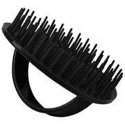 Black Denman D6 Palm Styler detangling brush with flexible pins and a secure hand strap.