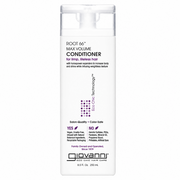 White rectangular Giovanni Root 66 Max Volume Conditioner bottle with purple text and a clear pump top.