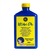 Lola Cosmetics Argan Oil Reconstructive Shampoo in a blue 250ml bottle with a yellow label and cap.