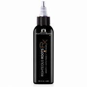 Righteous Roots Hair RX 4oz black bottle with a clear applicator tip and gold lettering.
