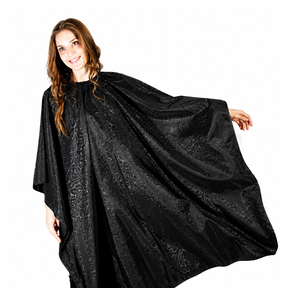 Bifull Black Cutting Cape with Leaf Design