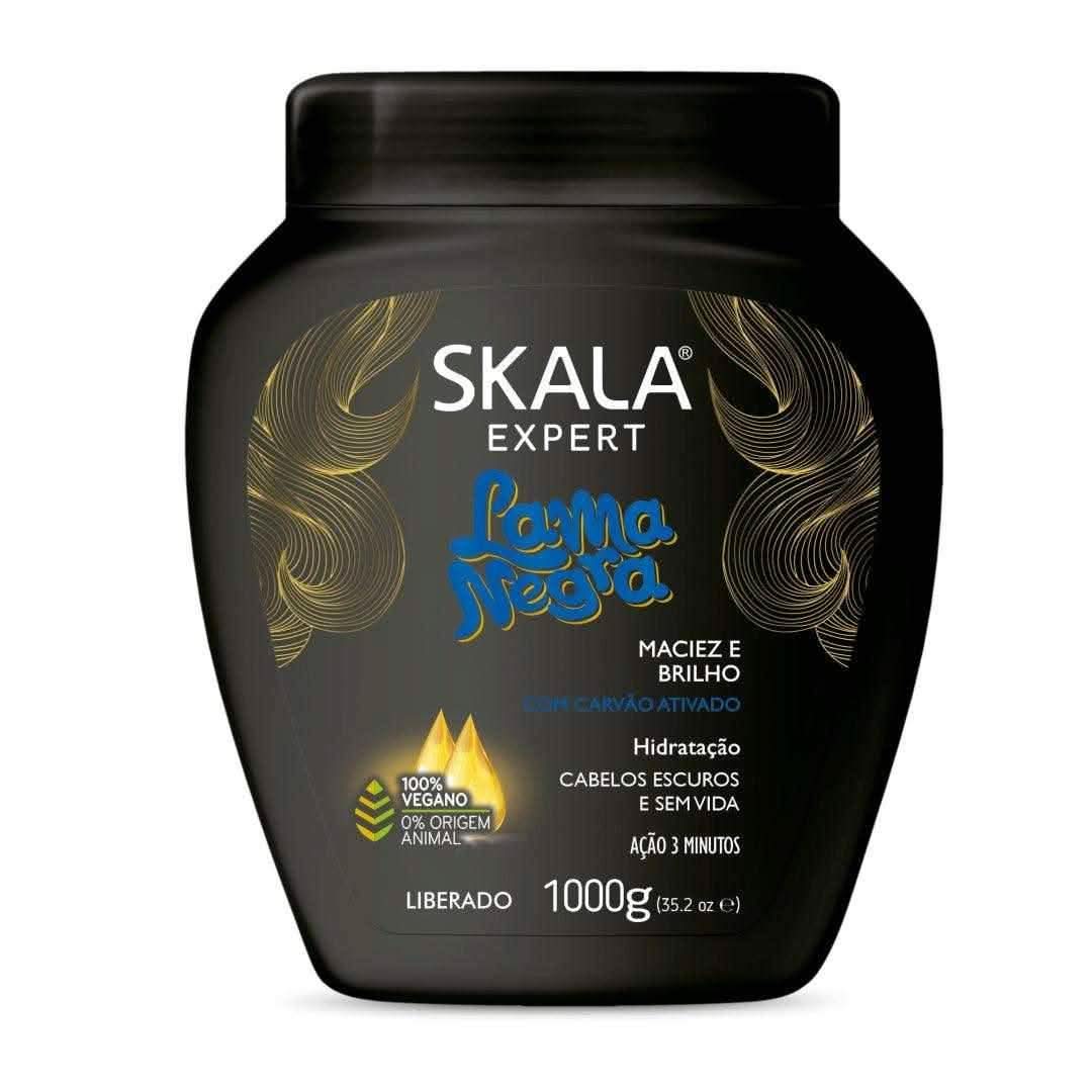 Black Skala Expert Lama Negra 1000g treatment cream for dark, dull hair, with gold accents.