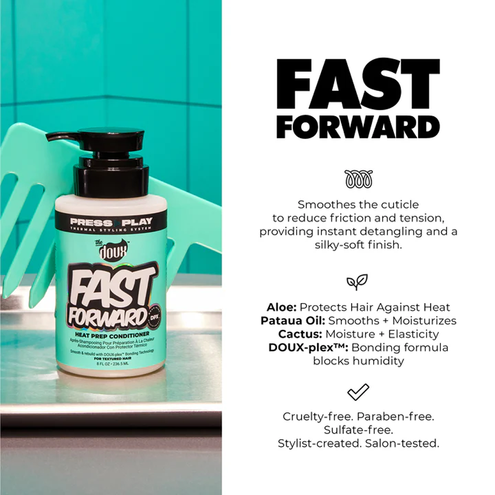 The Doux Press Play Fast Forward Heat Prep Conditioner 236ml-Heat Protectant-Aladin Beauty