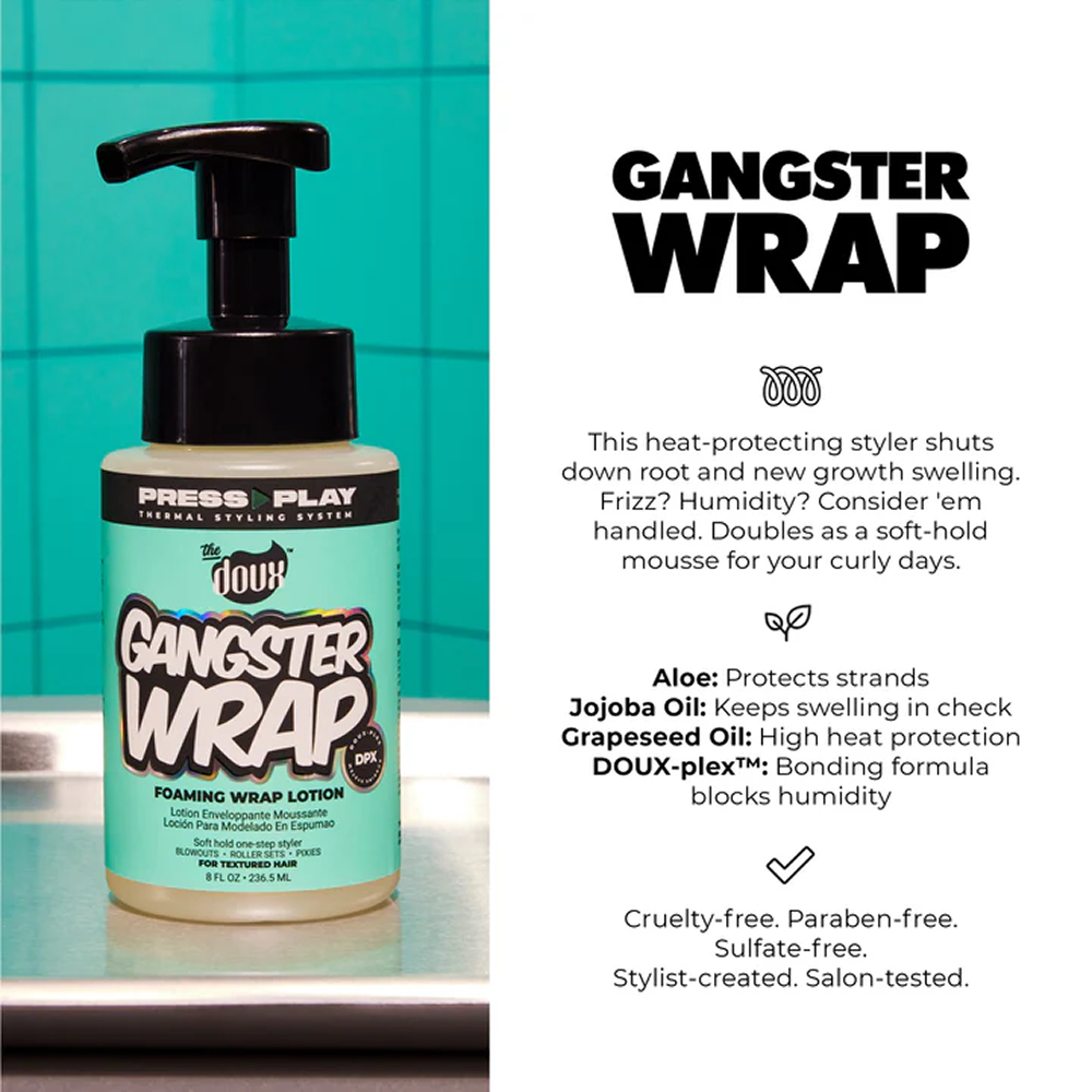 The Doux Press Play Gangster Wrap Foam Wrap Lotion 8oz-Styling Mousse-Aladin Beauty