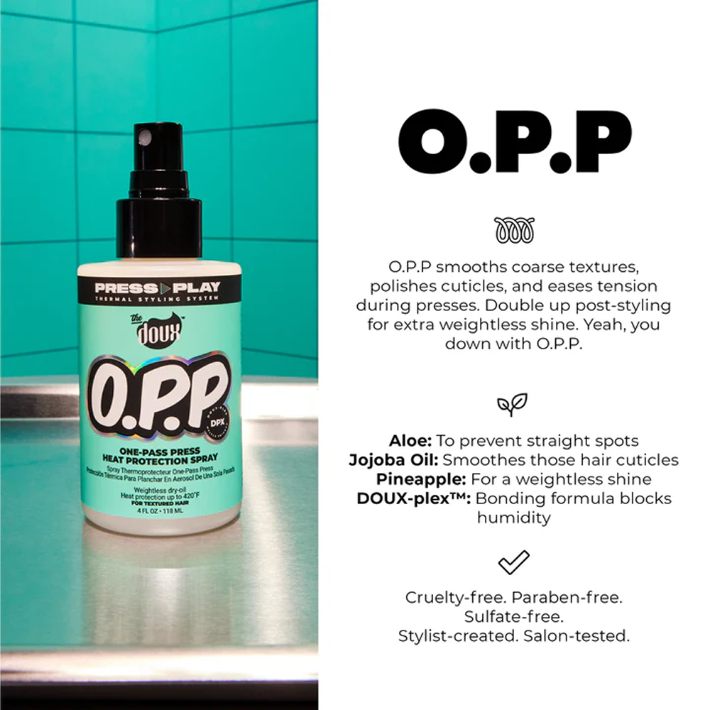 The Doux Press Play O.P.P. One Pass Heat Protectant Spray 118ml