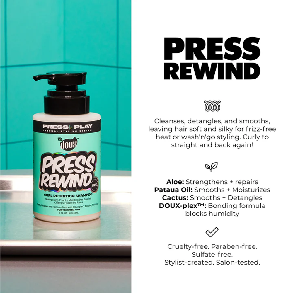 The Doux Press Play Rewind Curl Reversion Shampoo 236ml-Gentle Shampoo-Aladin Beauty