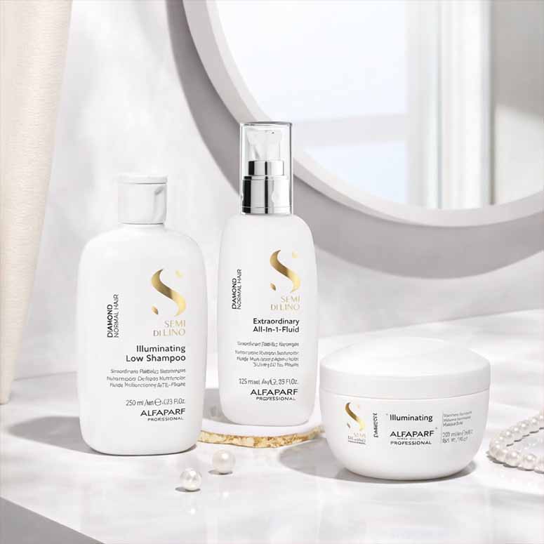 Alfaparf hair care products on a white background