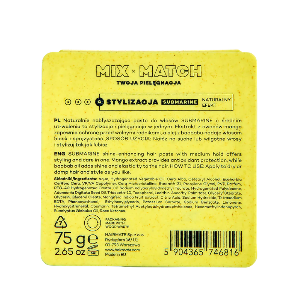 Hairmate Submarine Glossy Fixing Paste Natural Effect 75g