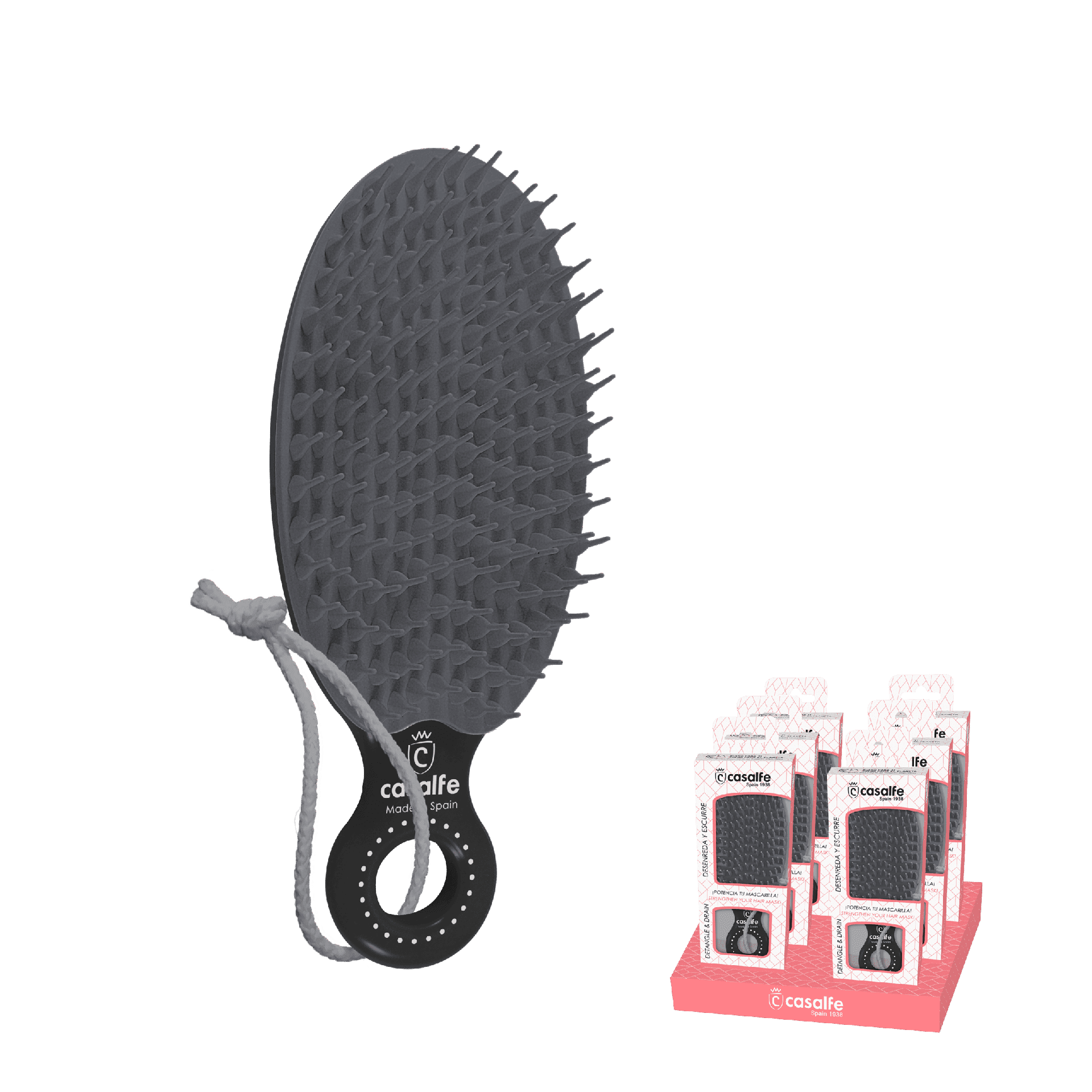 Casalfe Cepillo Desenreda Y Escurre Negro Potencia La Mascarilla - Aladin Beauty