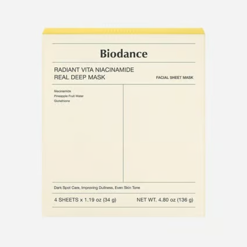Biodance Radiant Vita Niacinamide Real Deep Mask 1 Box 34g X 4 Pieces