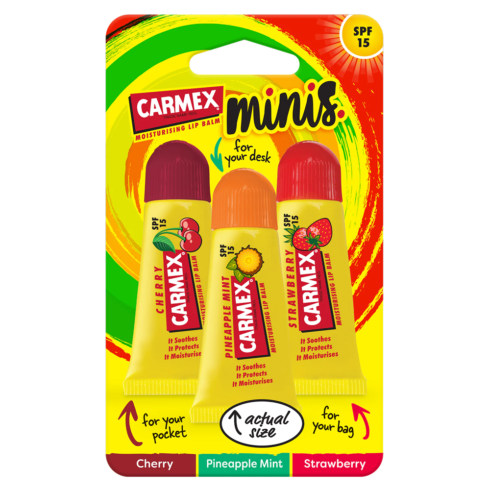 Carmex Lip Balm Mini Assorted 3-Pack Tube-All-Aladin Beauty