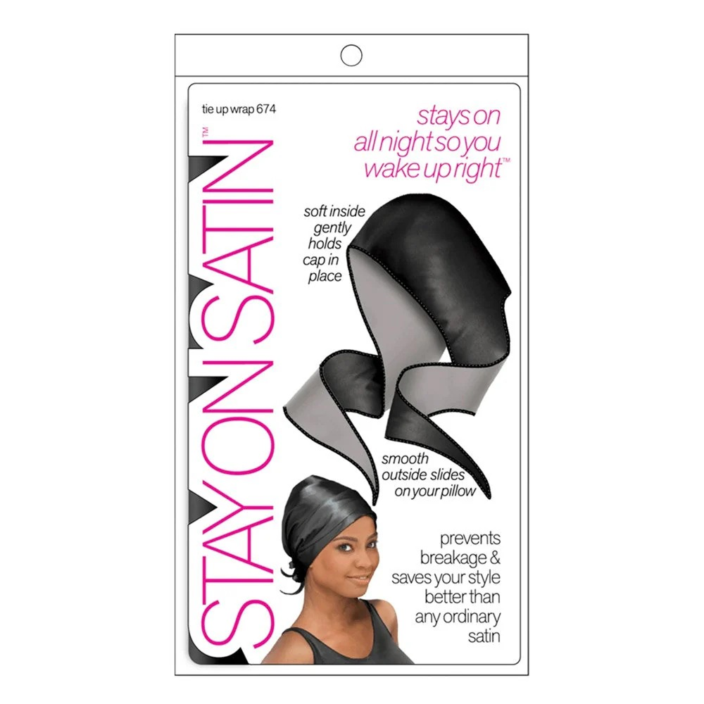 Stay On Satin Tie-Up Wrap Black-All-Aladin Beauty