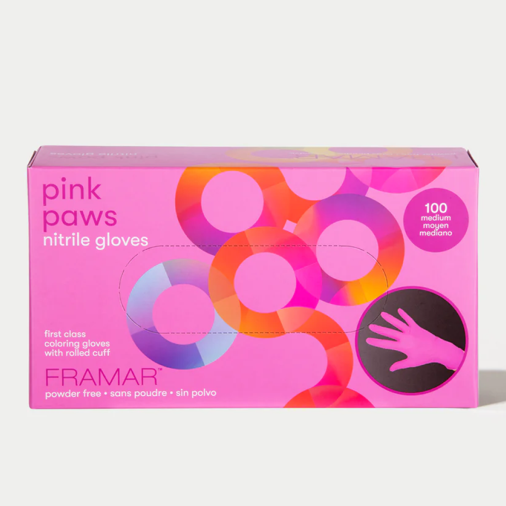 Framar Pink Paws Nitrile Gloves 100 Pieces