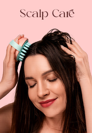 Woman using a scalp care
